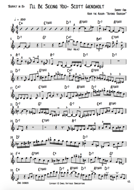 trumpet jazz solo transcriptions c major easy